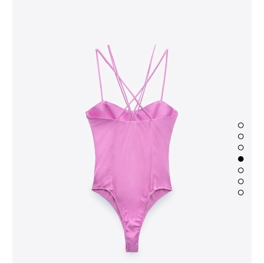NWT ZARA  SATIN-EFFECT STRAPPY BODYSUIT Pink Size Small Ref 4661/480 - Picture 2 of 14
